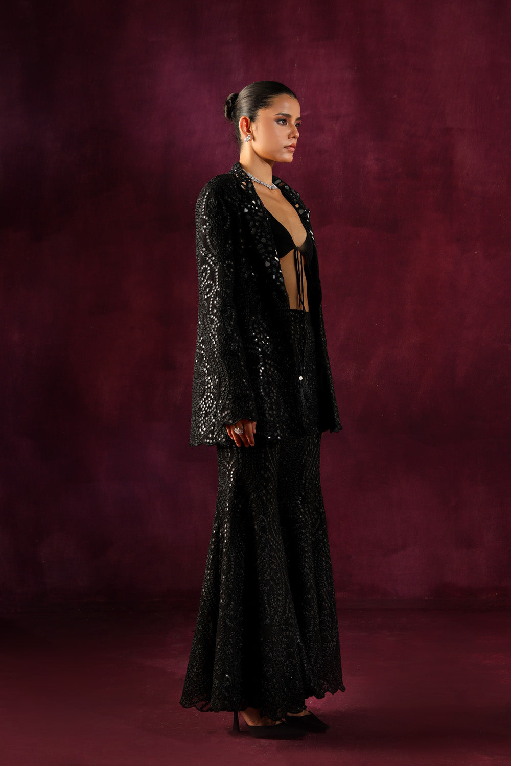 Black Floral Mirrorwork Blazer – 29india