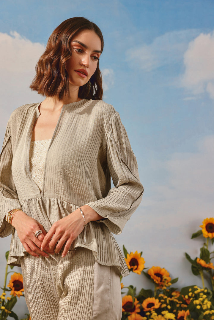 Pintuck Peplum Jacket