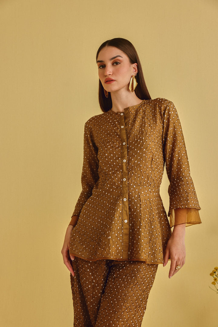 Artisanal Bandhani Peplum Top