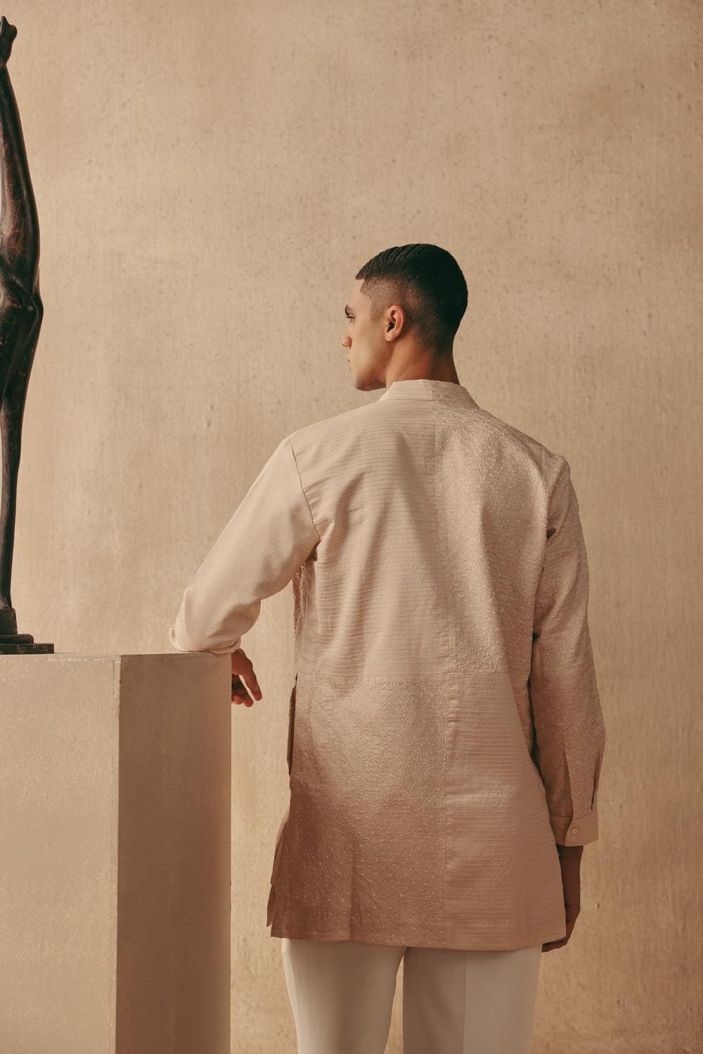 Silk Rai Bandhani Applique Short Kurta