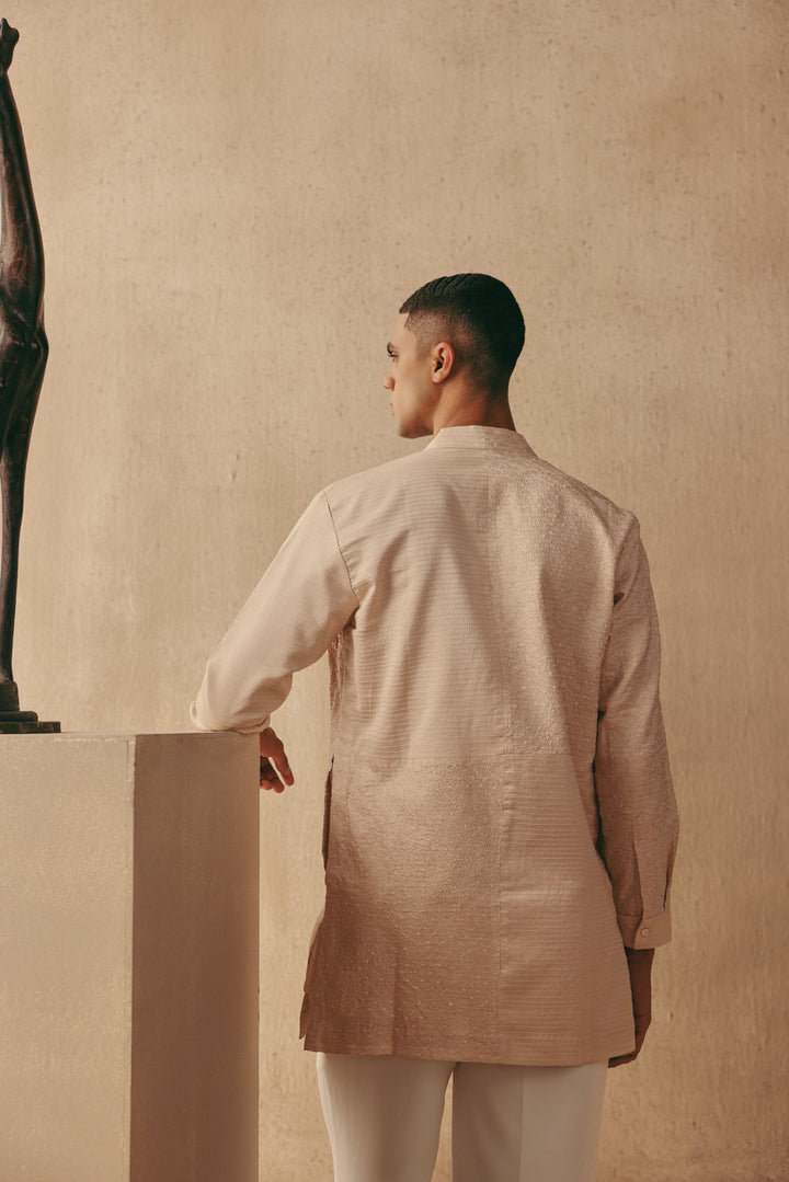 Silk Rai Bandhani Applique Short Kurta