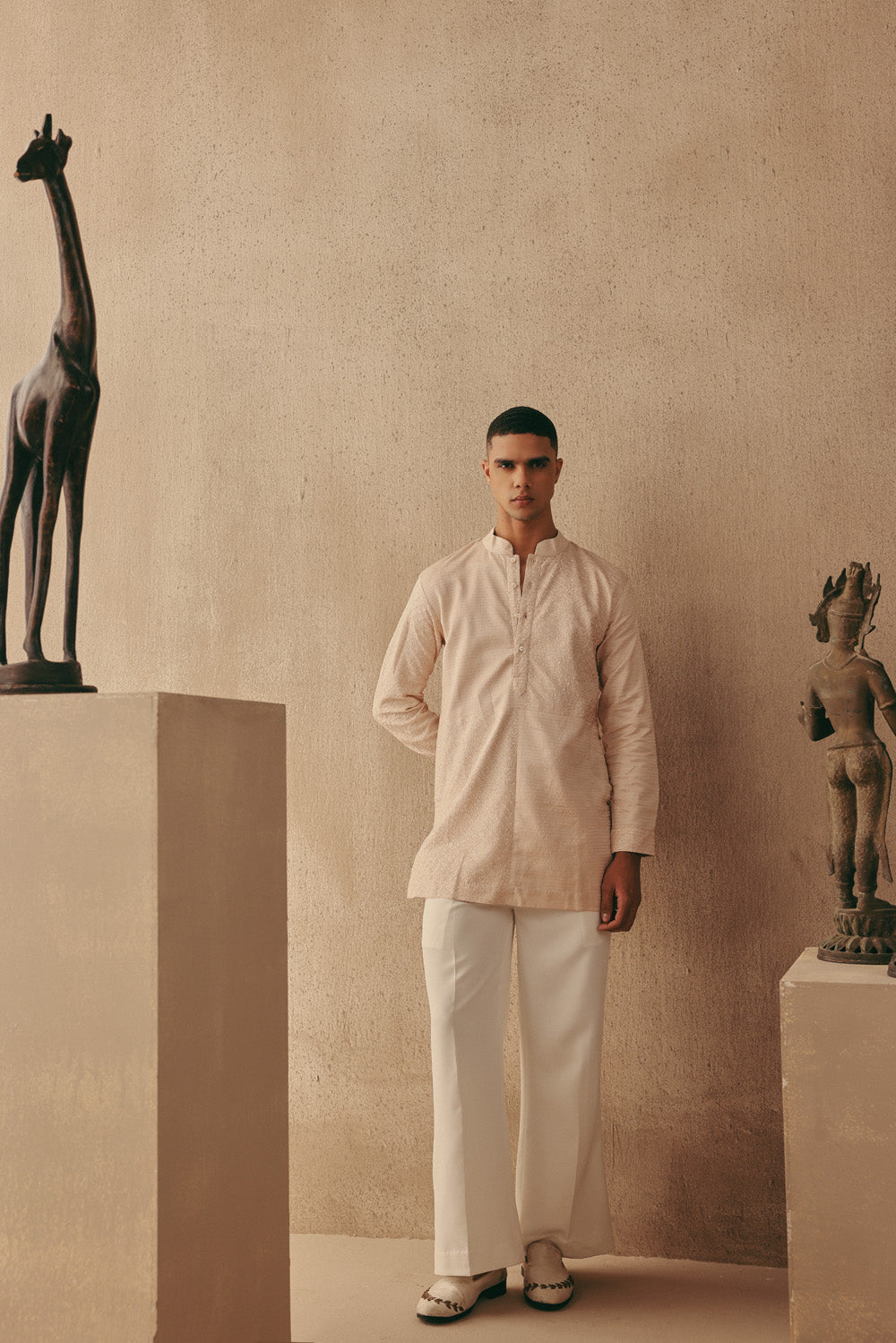 Silk Rai Bandhani Applique Short Kurta