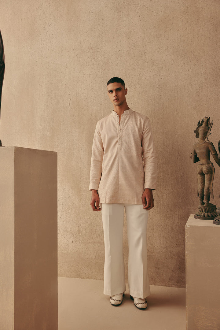 Silk Rai Bandhani Applique Short Kurta