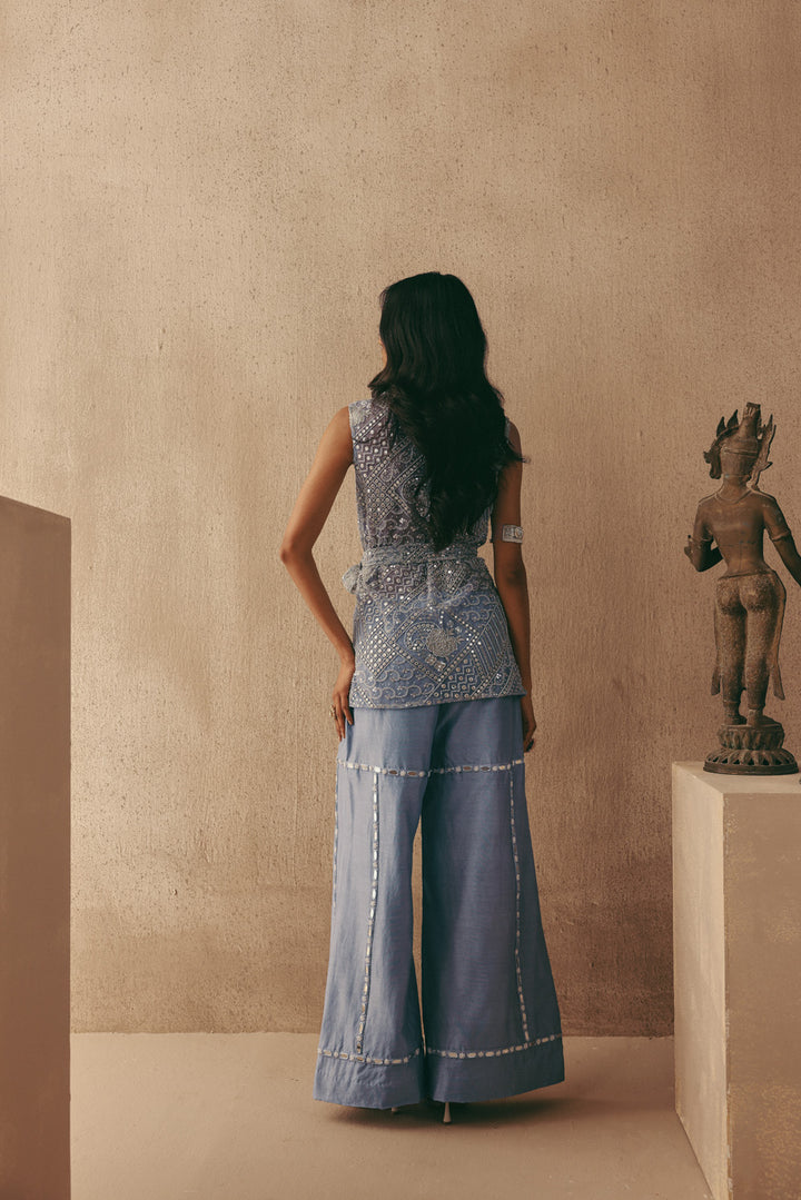 Mirrorwork Sleeveless Short Blazer