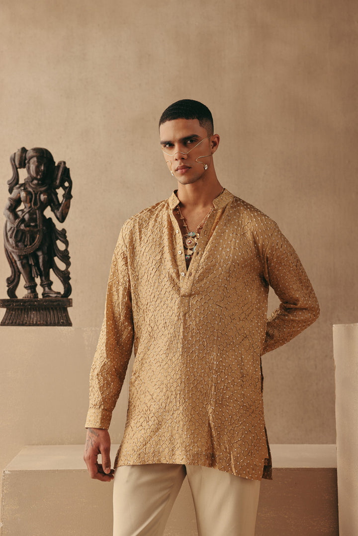 Silk Rai Bandhani Short Kurta