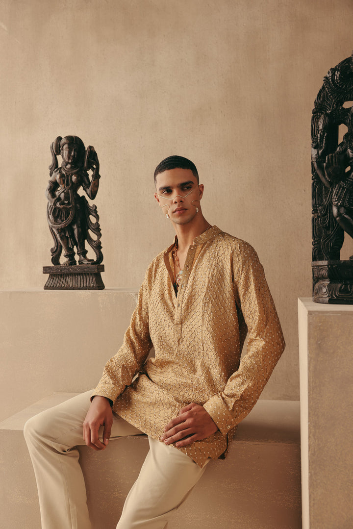Silk Rai Bandhani Short Kurta