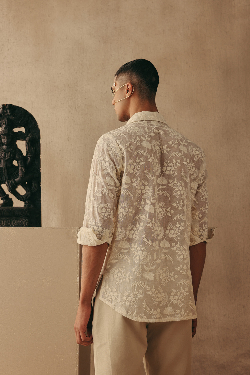 Chikankari Band Collar Kurta Shirt Set