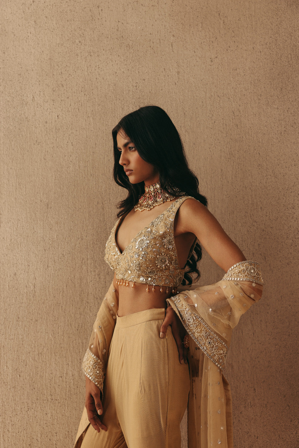 Mirrorwork Asym Sherwani