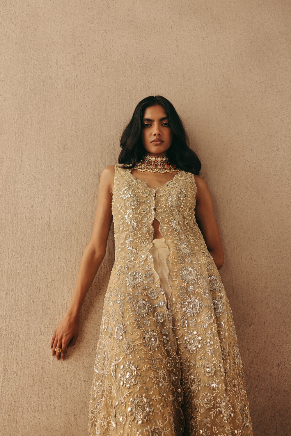 Mirrorwork Asym Sherwani