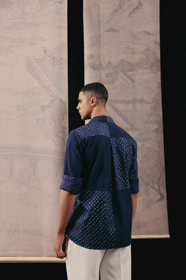 Silk Rai Bandhani Applique Kurta Shirt