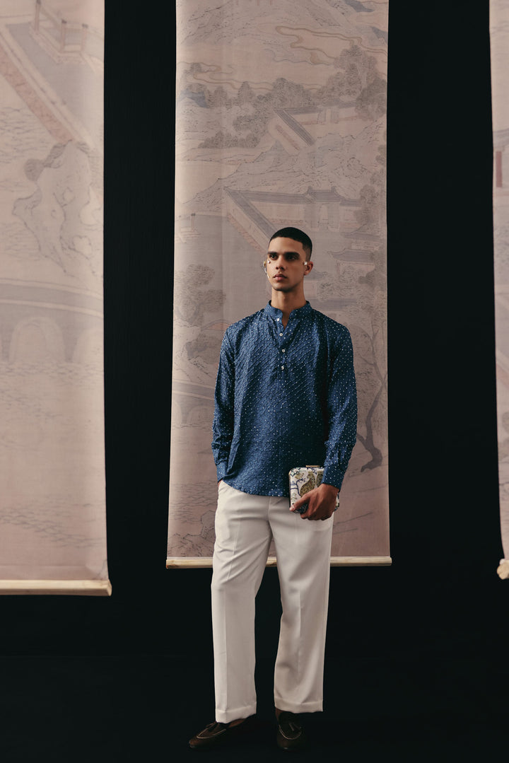 Silk Rai Bandhani Kurta Shirt