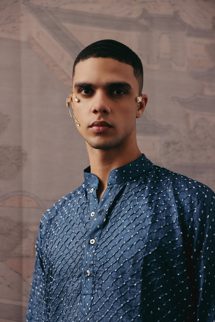 Silk Rai Bandhani Kurta Shirt