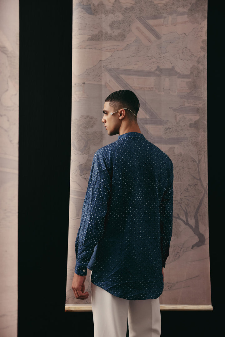 Silk Rai Bandhani Kurta Shirt