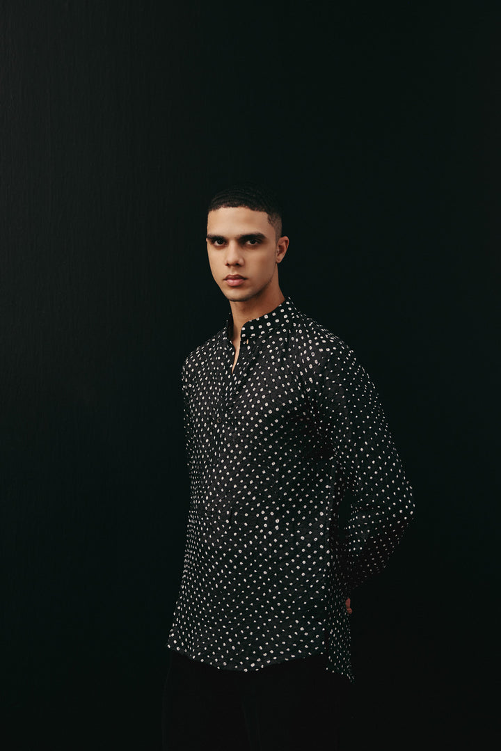 Silk Rai Bandhani Kurta Shirt
