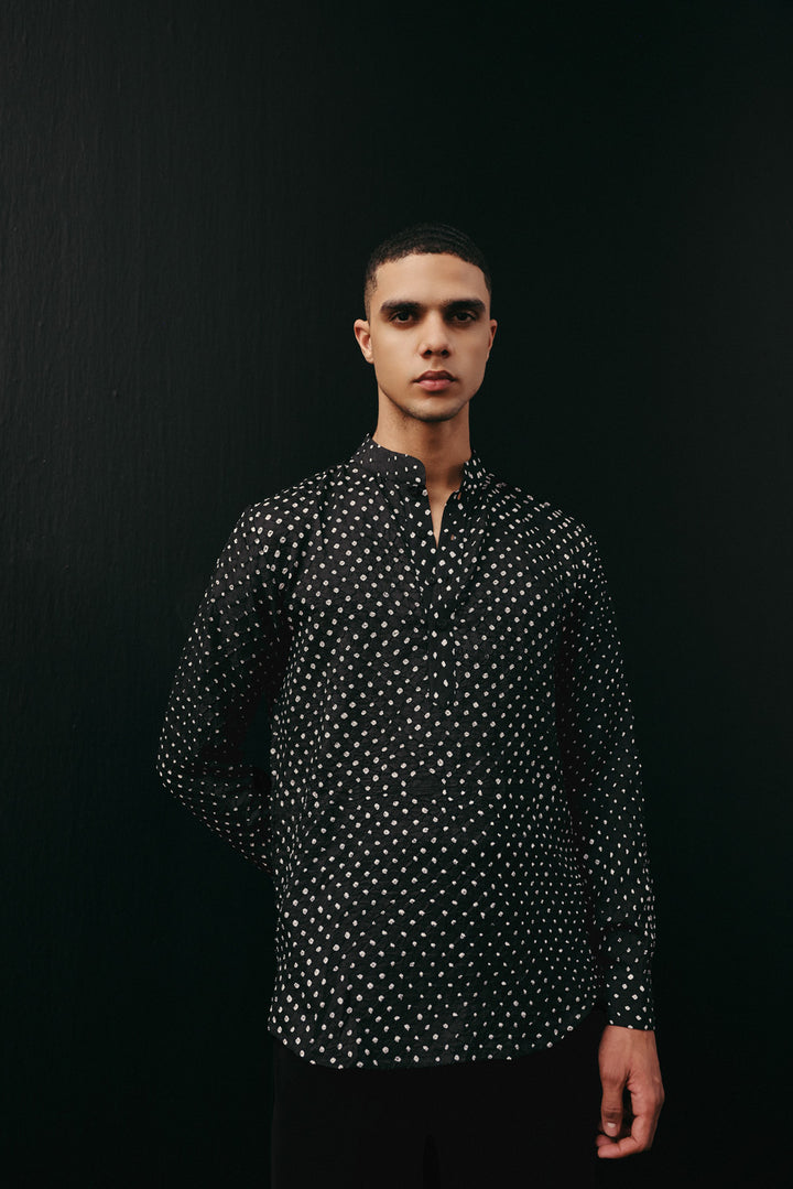 Silk Rai Bandhani Kurta Shirt