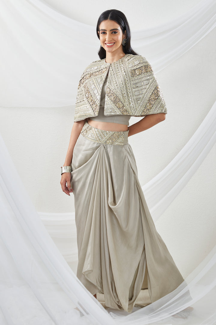 Silk Voile layered dhoti skirt