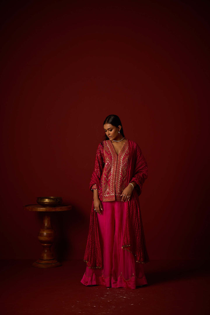 Patola Peplum Jacket With Marodiwork Set