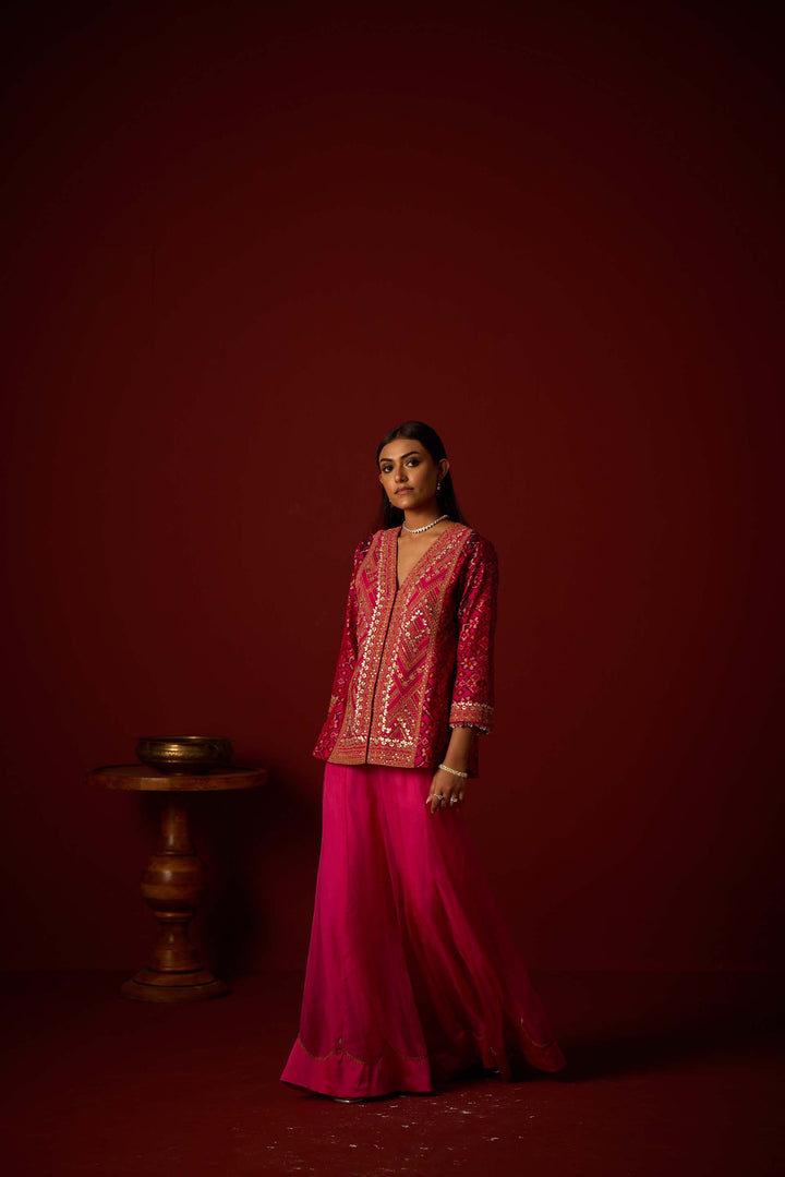 Patola Peplum Jacket With Marodiwork Set