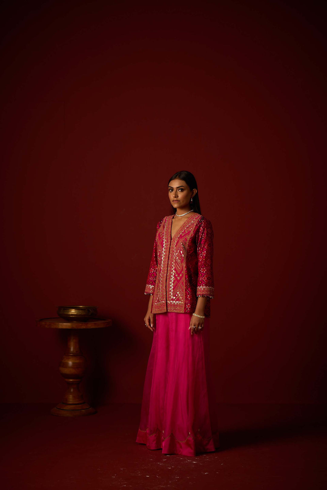 Patola Peplum Jacket With Marodiwork Set