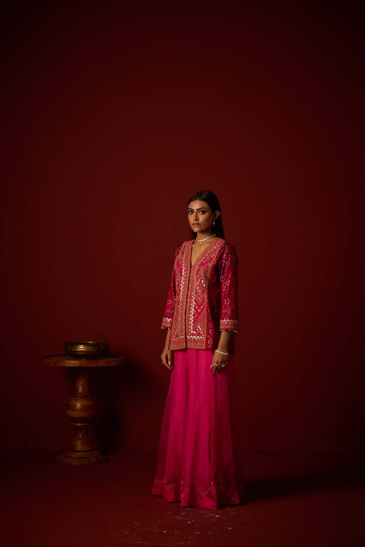 Patola Peplum Jacket With Marodiwork Set