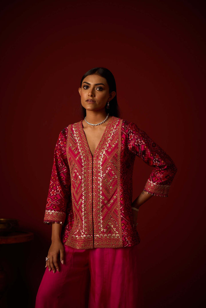 Patola Peplum Jacket With Marodiwork Set