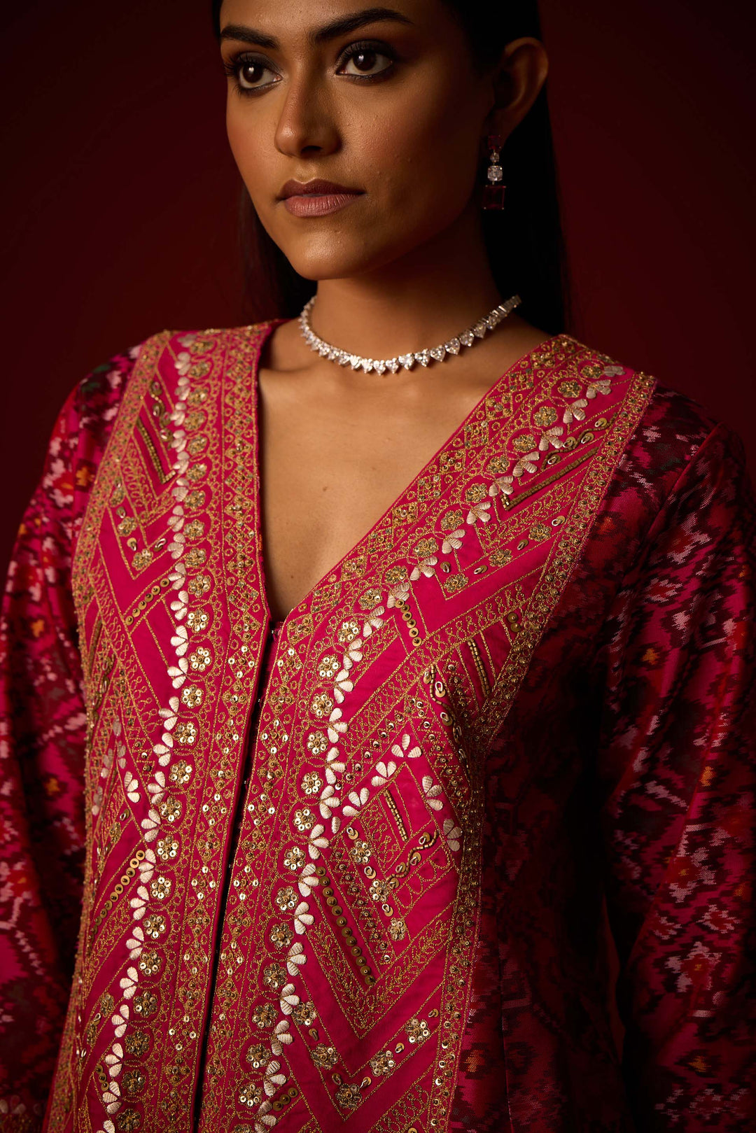 Patola Peplum Jacket With Marodiwork Set