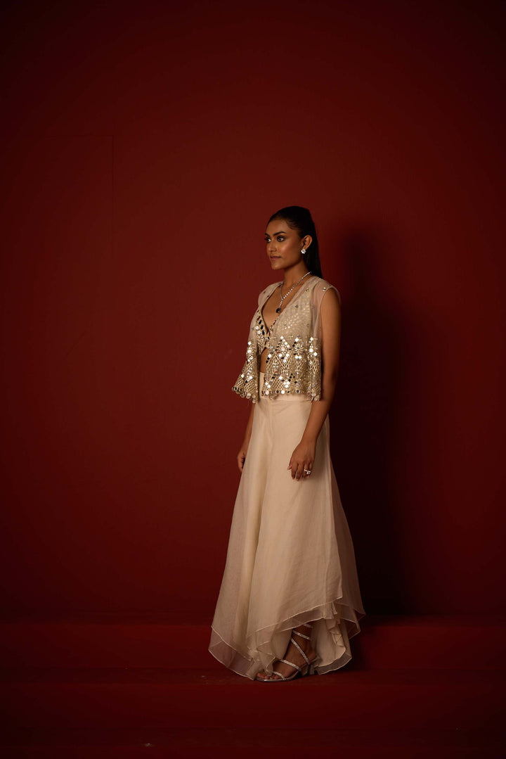 Organza Asymetrical Flared Pants