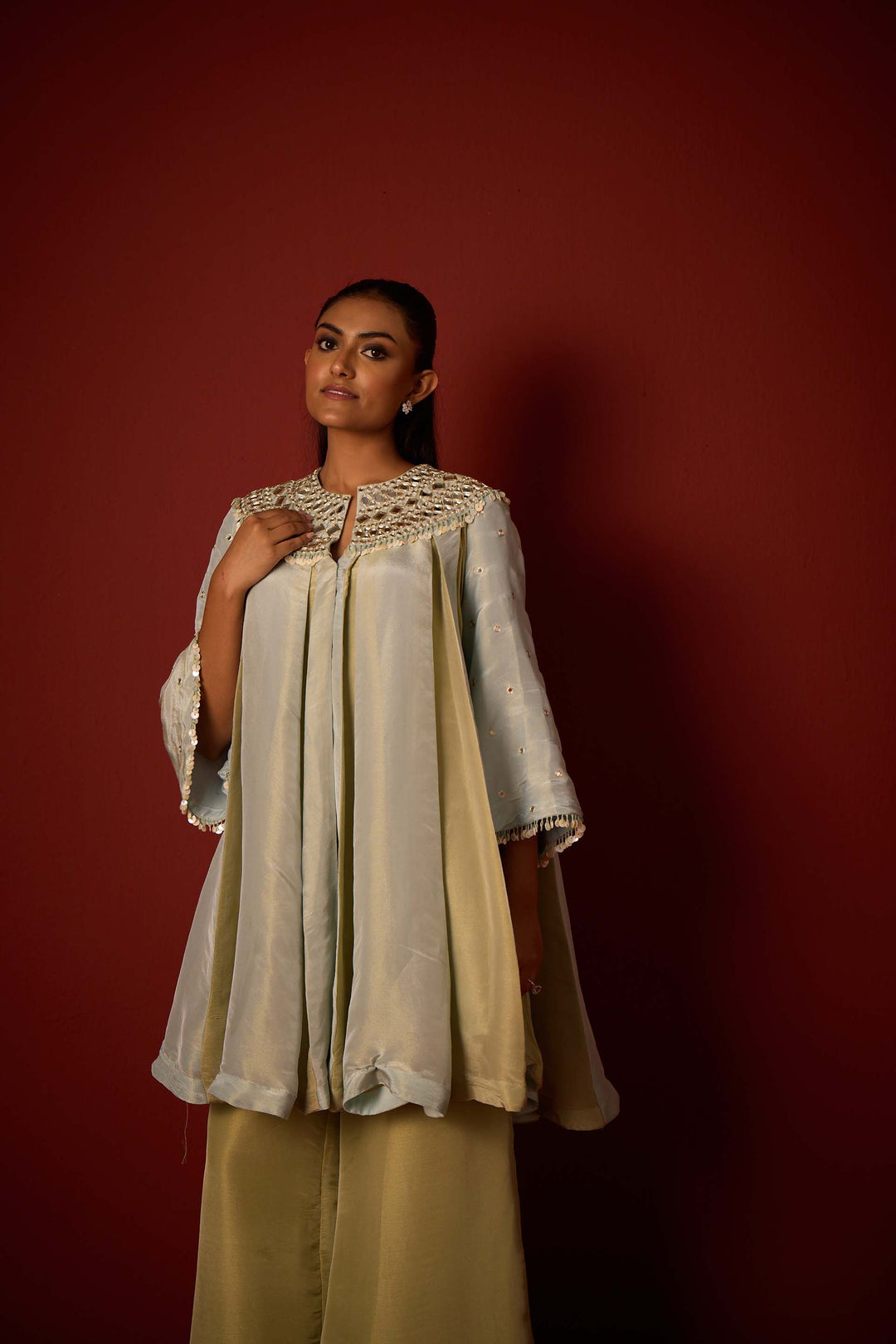 Tissue Mirrorwork Panelled Tunic.