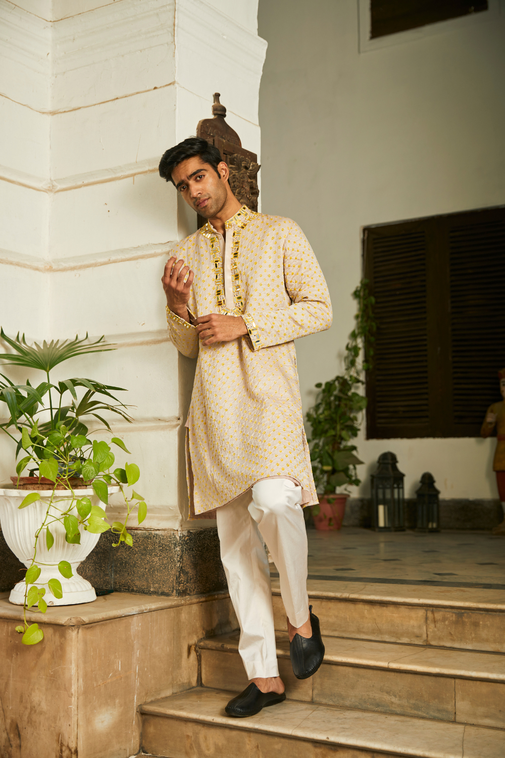 Bandhani Rabari Mirrorwork Kurta with Dhotis