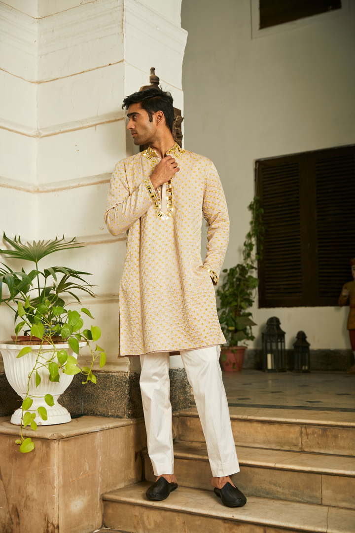 Bandhani Rabari Mirrorwork Kurta with Dhotis