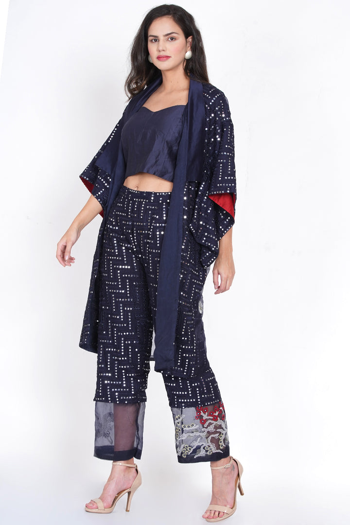 Mirrorwork Embroidered Pant-( LS 204 BL )