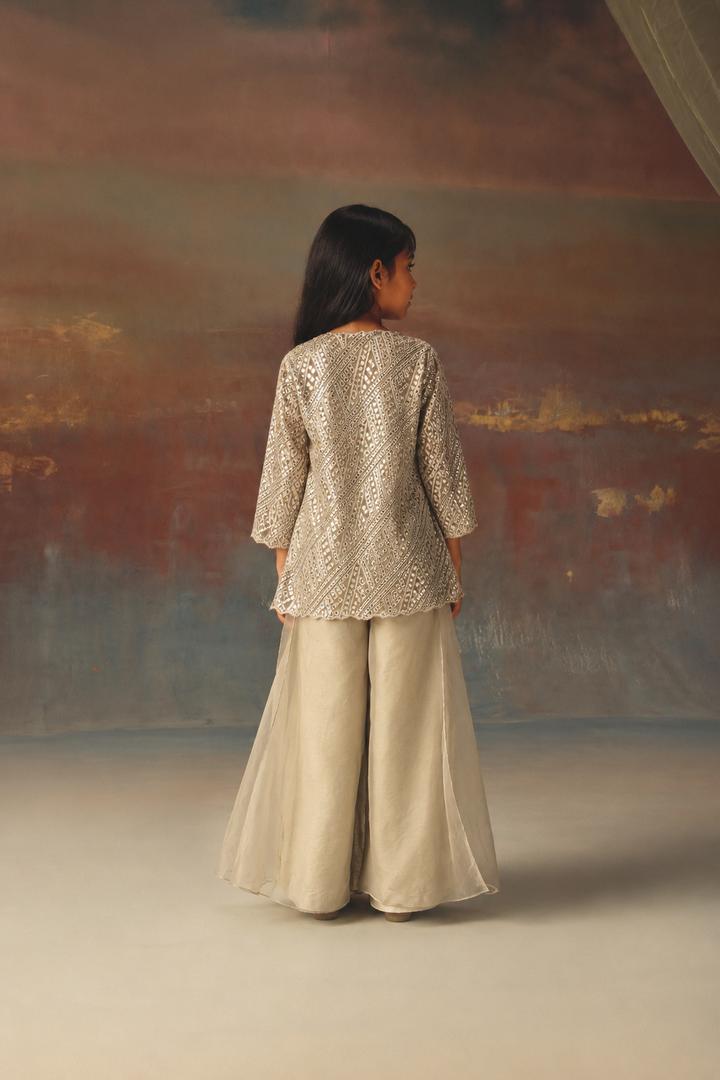 Classic Scallop Jacket with Bandeau and Double Layered  Plazzoss