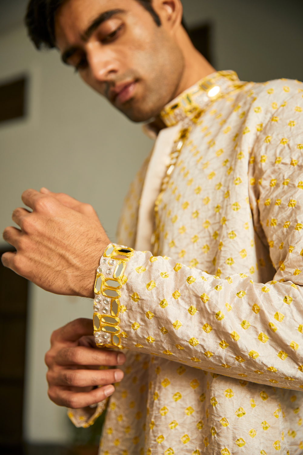 Bandhani Rabari Mirrorwork Kurta with Dhotis