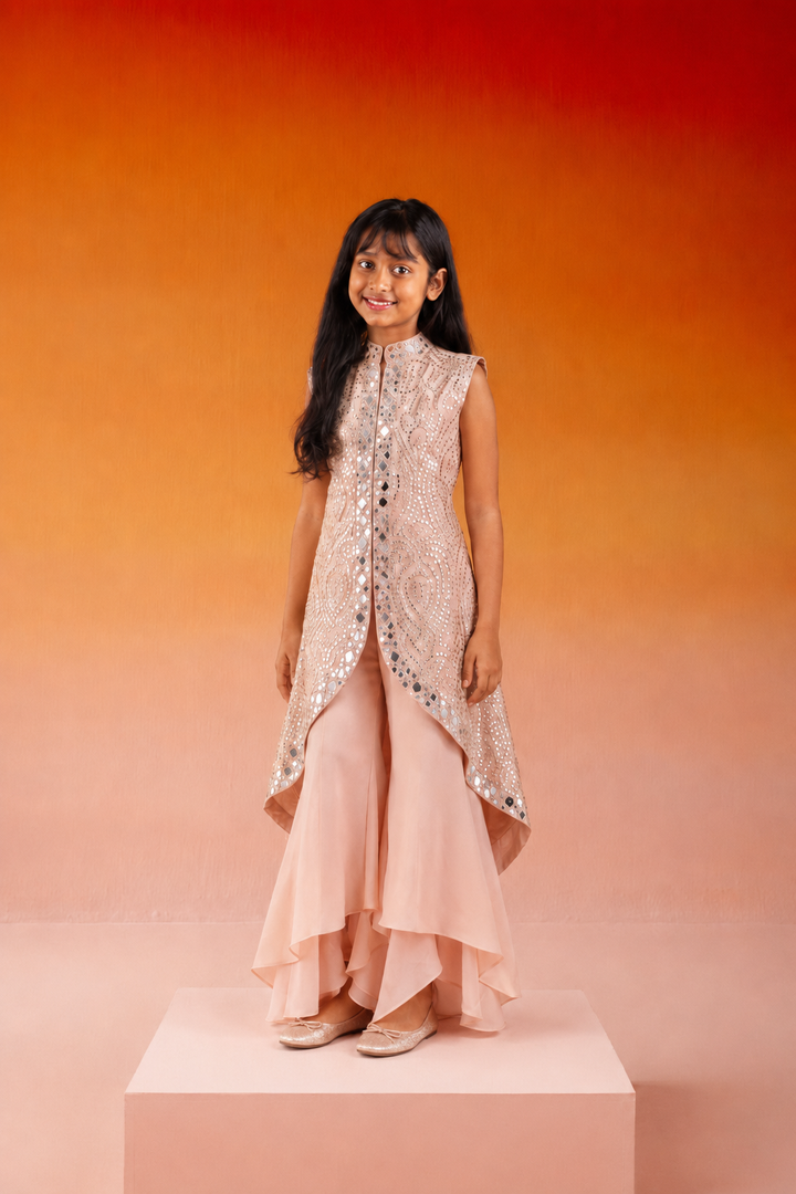 Long Asym Sleeveless Jacket with Tulip Pants