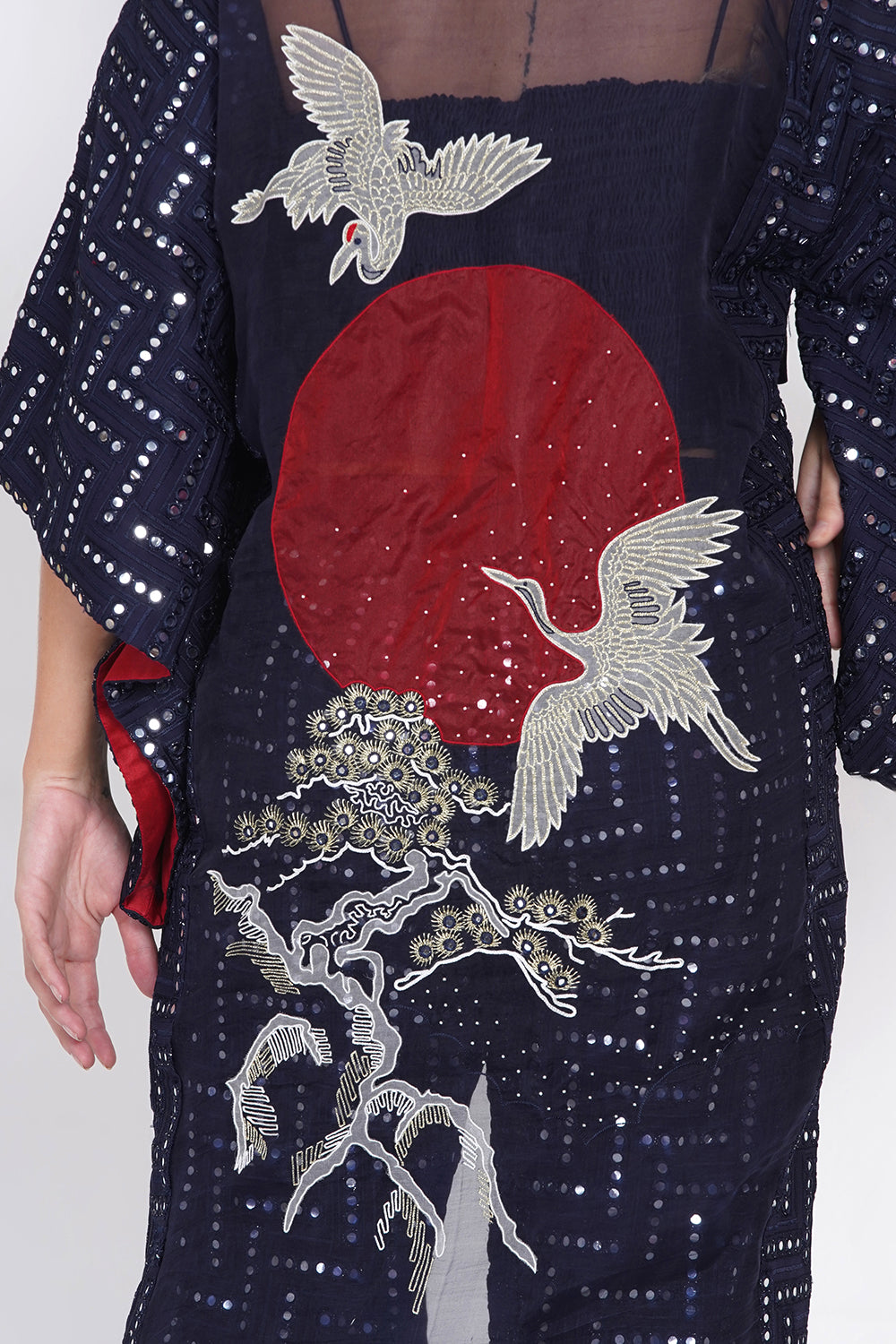Cherry Blossom Kimono Overlay Jacket-(CT 382 WS BL )