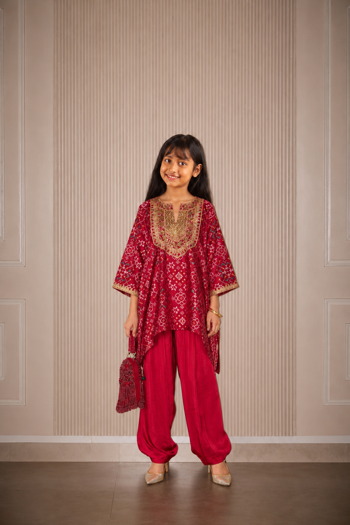 Short A Line Top With Dhoti Salwar