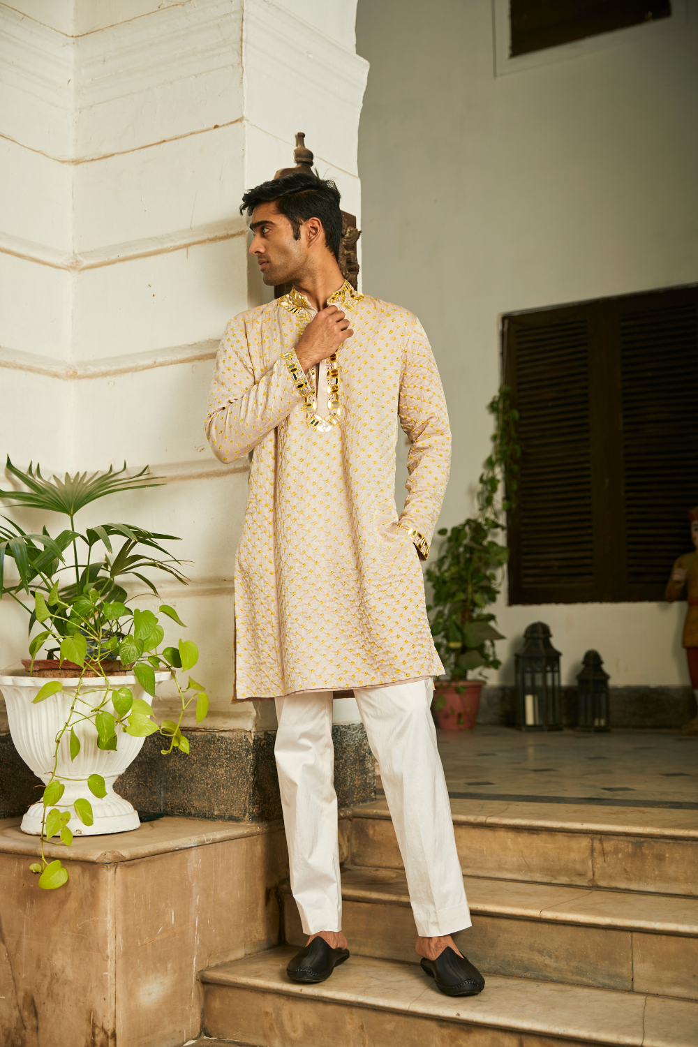 Bandhani Rabari Mirrorwork Kurta with Dhotis