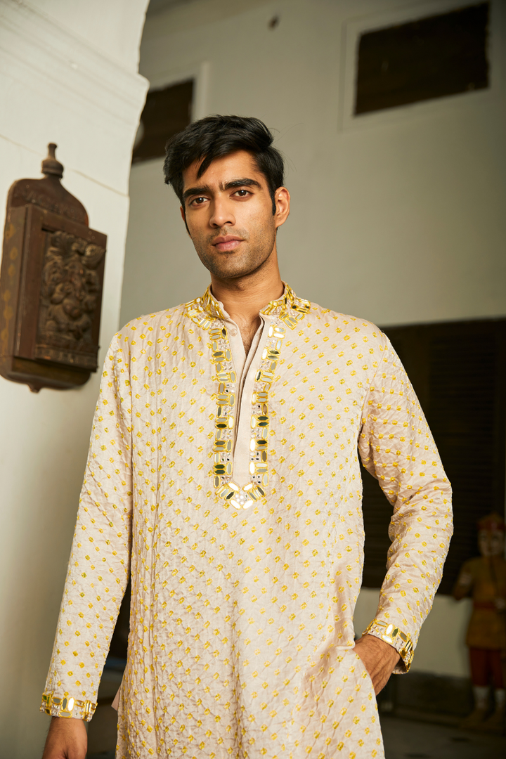 Bandhani Rabari Mirrorwork Kurta with Dhotis