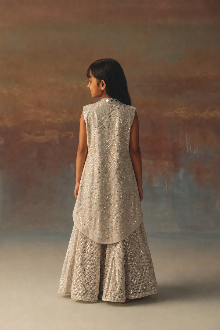 Long Asym Jacket with Bandeau and Flared Shararas