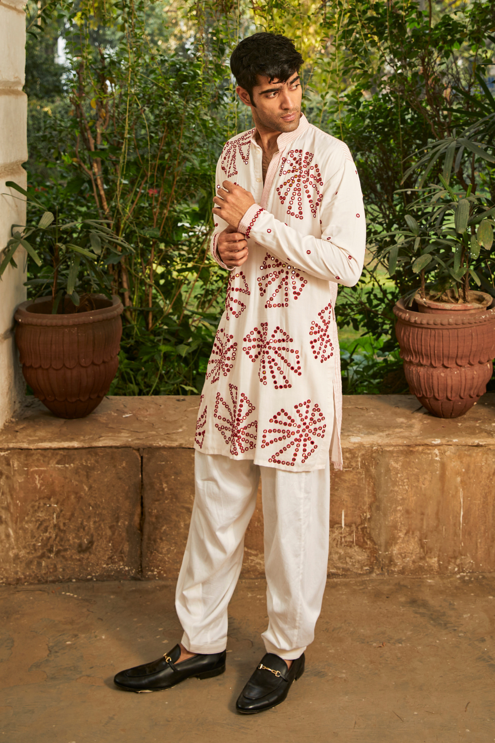 Silk Mirrowork Kurta with Salwar