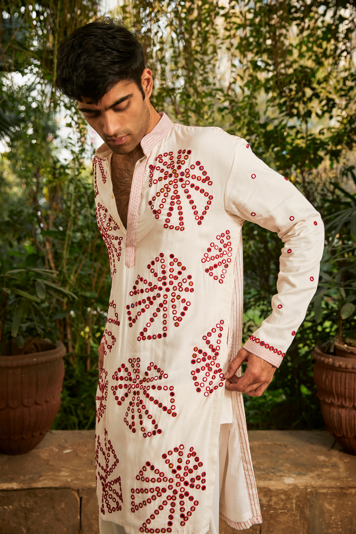 Silk Mirrowork Kurta with Salwar