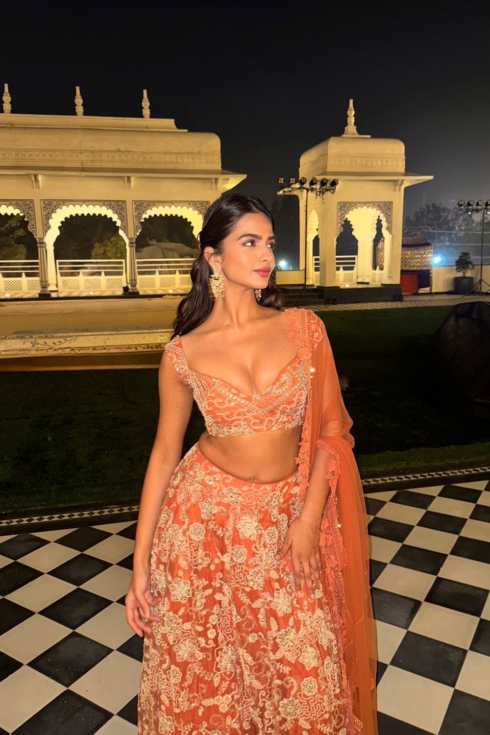 Shruti Chauhan in our  Rust Beaded Blossom Lehenga Set