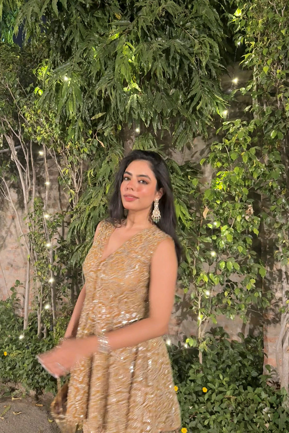 Sharvari Vohra in our Peplum Top With Slit At Back and Hexagon Bootcut Pants