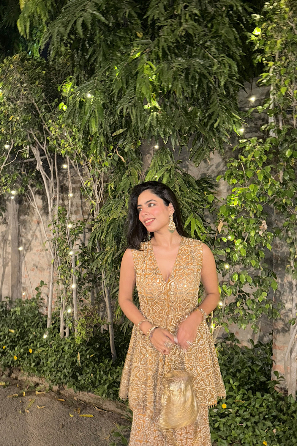Sharvari Vohra in our Peplum Top With Slit At Back and Hexagon Bootcut Pants
