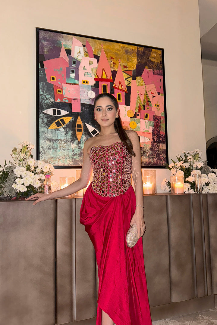 Itika Arora in our Mirrorwork Corset with Pickup Skirt