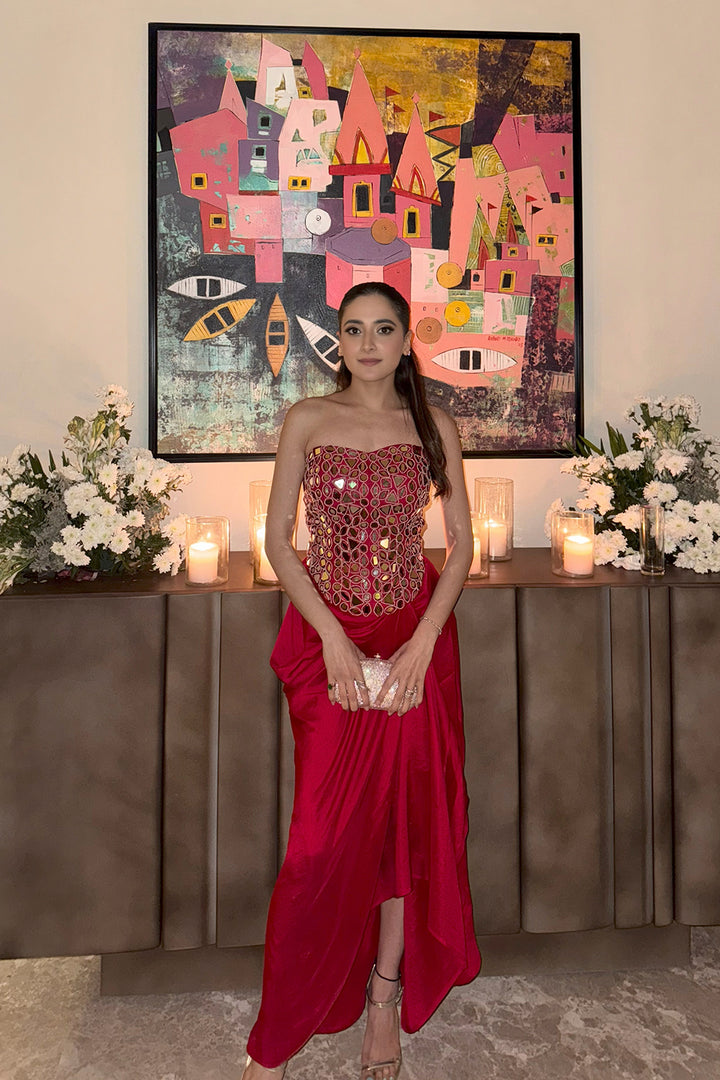 Itika Arora in our Mirrorwork Corset with Pickup Skirt