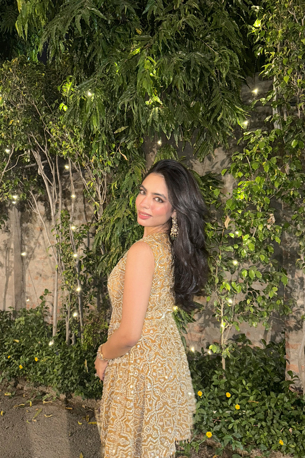 Sharvari Vohra in our Peplum Top With Slit At Back and Hexagon Bootcut Pants