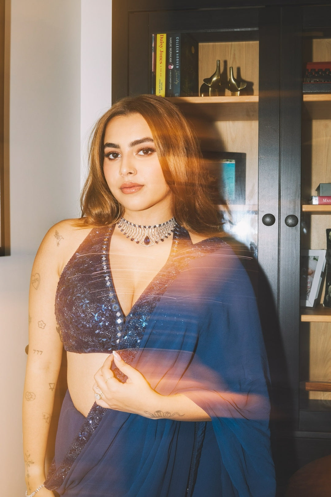Aaliyah Kashyap  In Our georgette ombre embellished saree with bralette