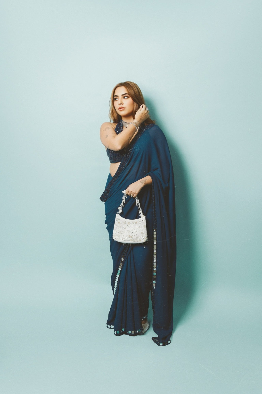 Aaliyah Kashyap  In Our georgette ombre embellished saree with bralette
