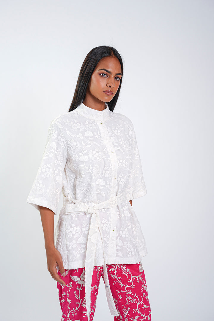 Chikankari Wide sleeve Peplum Top